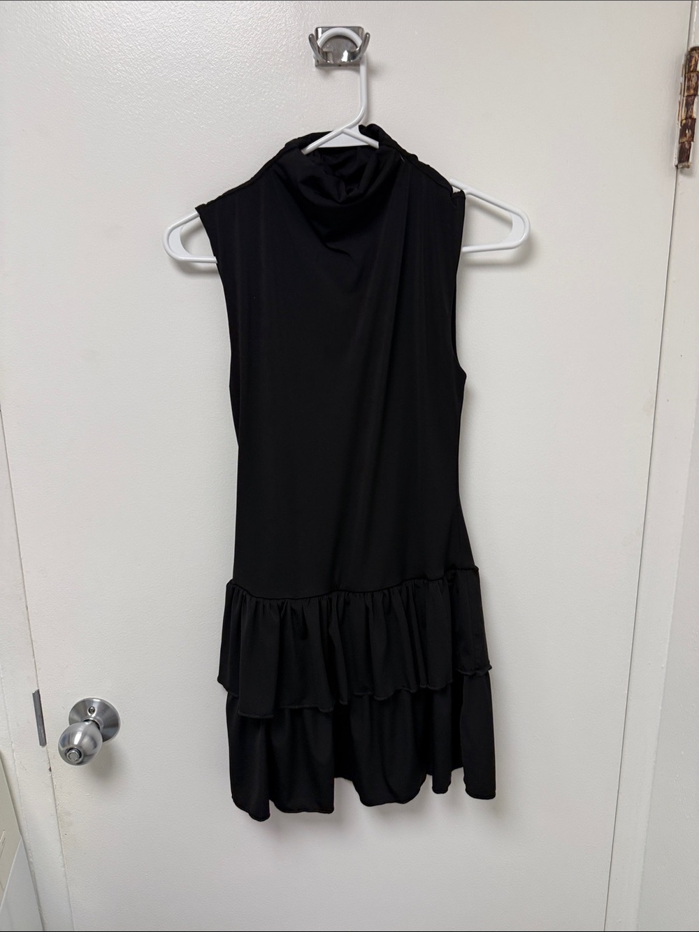 wild fable Black Sleeveless Tiered Ruffle Mini Dress